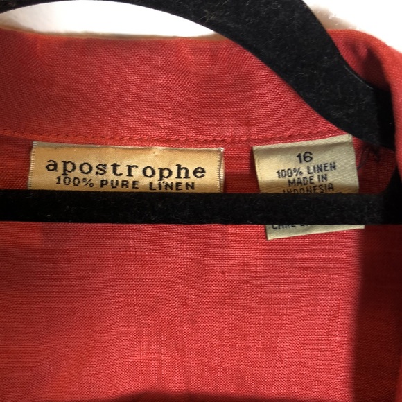 100% Linen Burnt Orange/Salmon By Apostrophe - Picture 4 of 5